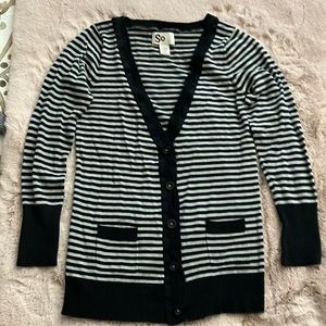 Y2k SO GRAY/BLACK LONG SWEATER CARDIGAN SIZE L TEENAGER